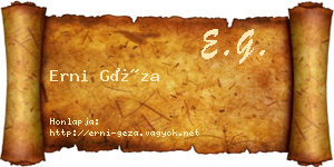 Erni Géza névjegykártya