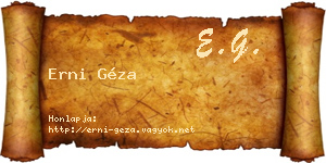 Erni Géza névjegykártya